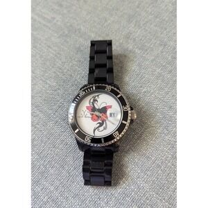 Toy Watch Mavilla Black Bracelet‎ Butterfly Tattoo Date New Battery Steel Bezel